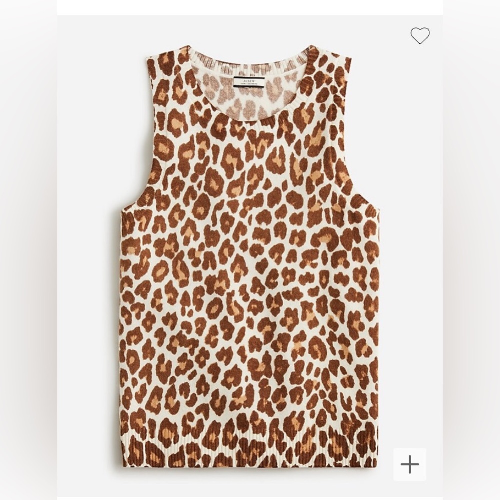 JCrew Cashmere Crewneck Sweater Shell in Leopard Print